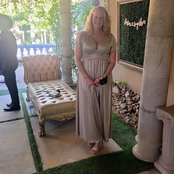 Lulus Midnight Moonlight Light Gold Flutter XL - Picture 2 of 4